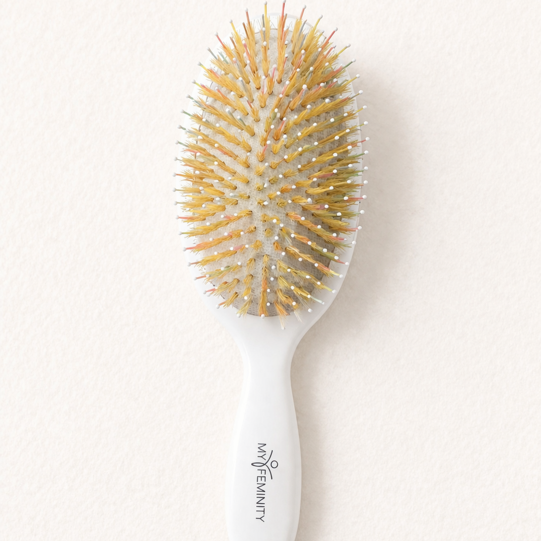 Kartáč na vlasy s přírodními štětinami BÍLÝ (boar type)